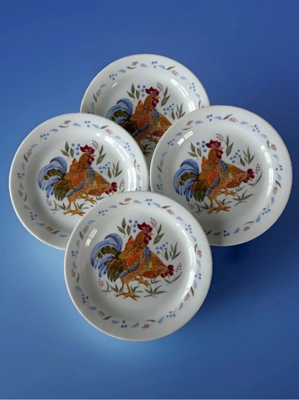 CORELLE COUNTRY MORNING 7 & 1/4 INCH DESSERT PLATES Set Of 4 Mint!